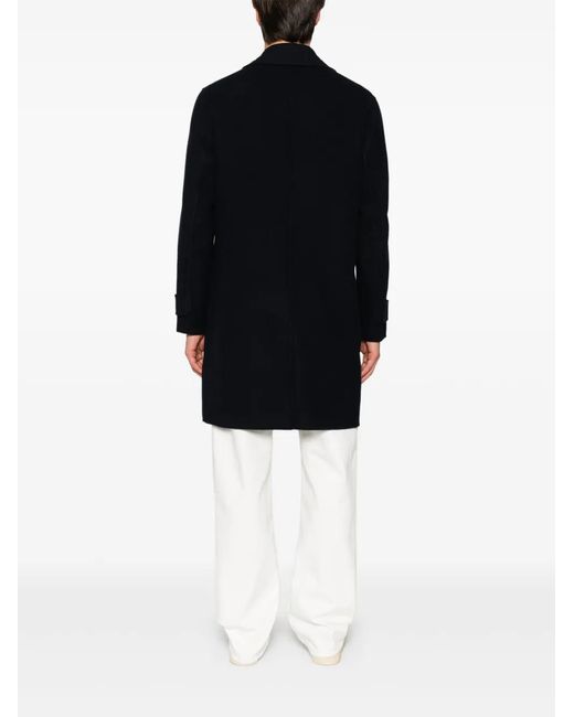 Eleventy Black Single-Breasted Reversible Wool Coat for men