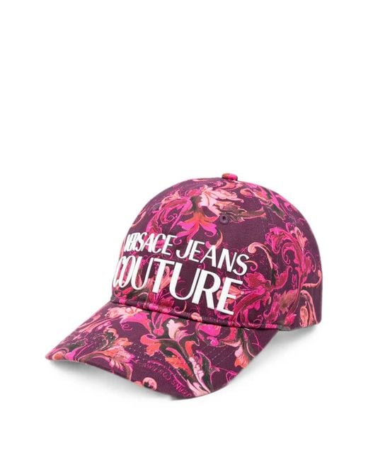 Versace Jeans Couture Pink Logo-Print Baroque-Pattern Baseball Cap