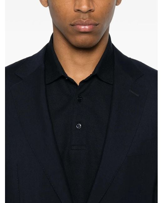 Canali Black Blazer Boutonné À Revers Crantés for men