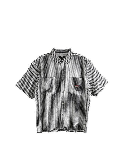メンズ Stussy チェック ショートスリーブシャツ グレー | Lyst