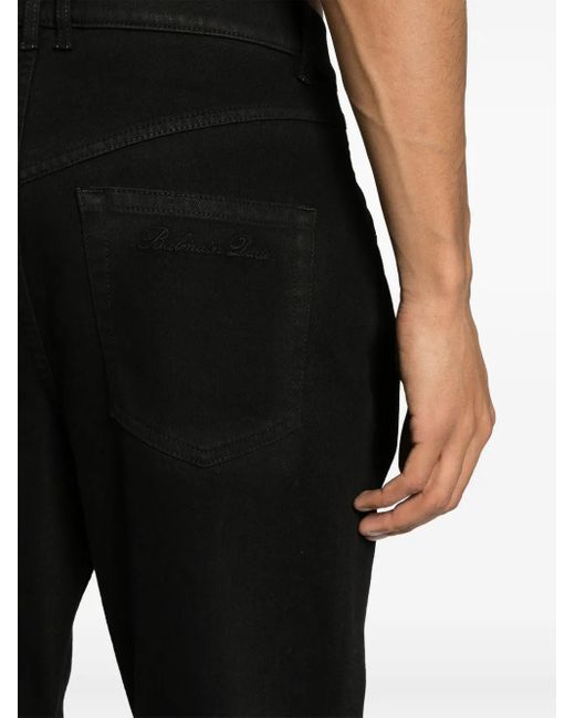 Balmain Black Logo-Embroidered Straight-Leg Jeans for men