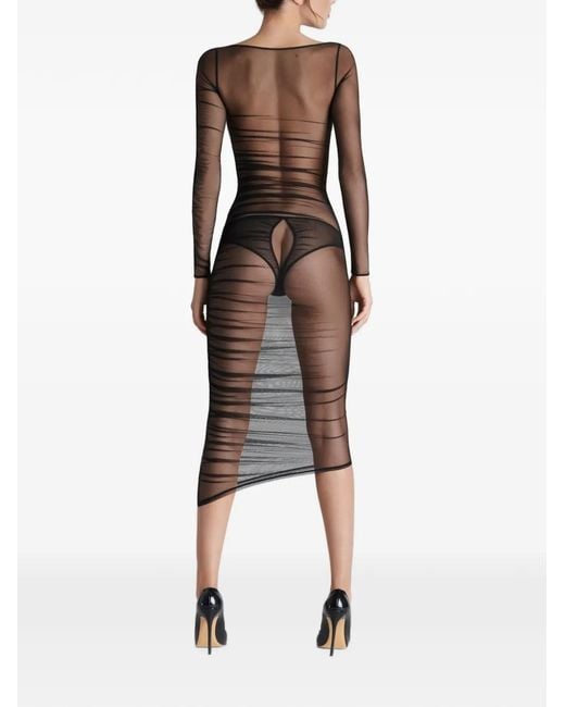 Scandale Gray Nuit Fauve Ruched Midi Dress