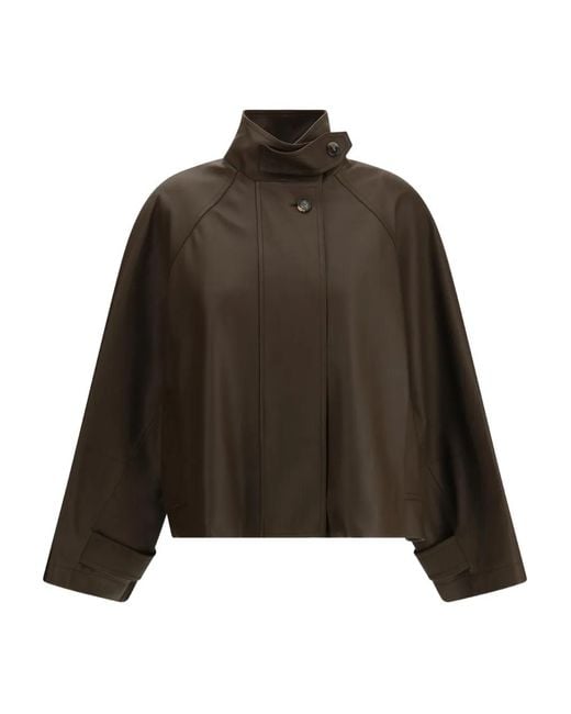 Loewe Brown Leather Short Parka