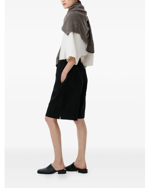 Studio Nicholson Black Demba Elasticated Herringbone Shorts