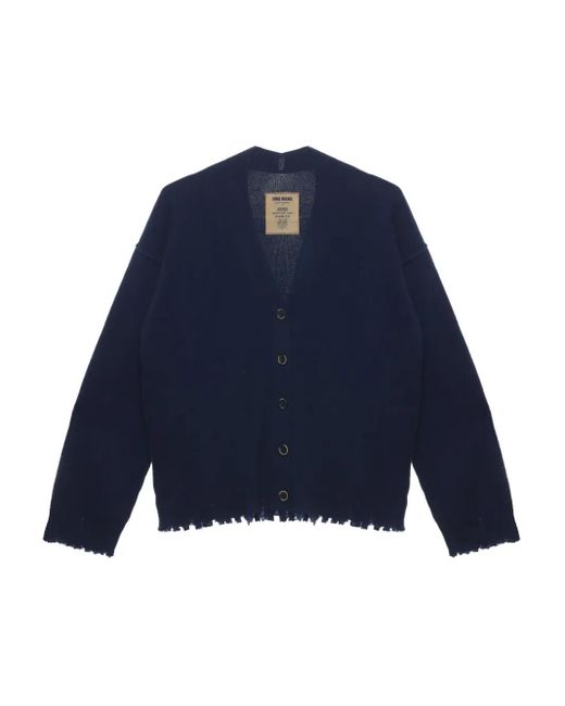 Uma Wang Over Button-Down Vest Met Franje in het Blue