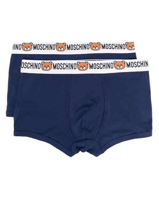Moschino Blue Teddy Logo Waistband Briefs for men
