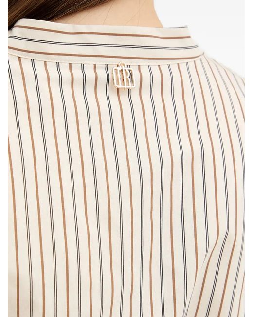 Fracomina Natural Striped Short-Sleeve Mini Dress