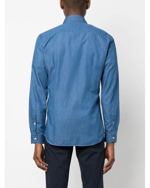 Fay Blue Denim-Effect Shirt for men