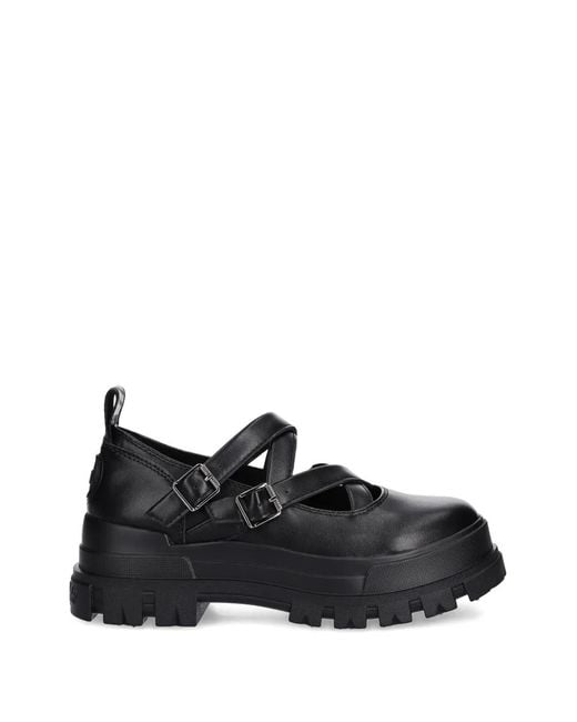 Buffalo Black Aspha Buckle-Strap Ballet Flats