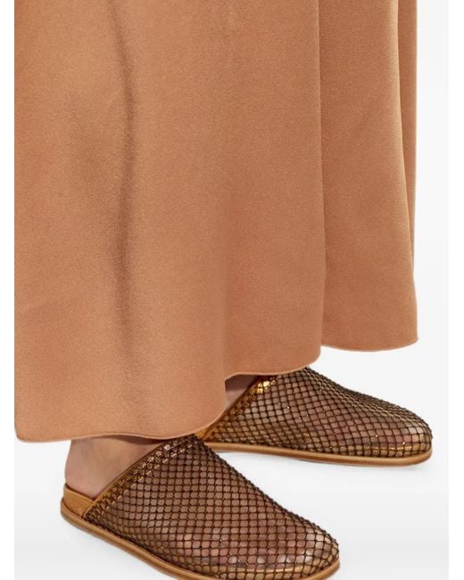 Forte_forte Brown Crystal-Embellished Flat Mules