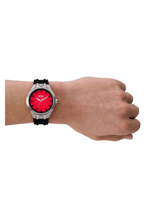 DIESEL Streamline Armbanduhr aus schwarzem Silikon in Red für Herren