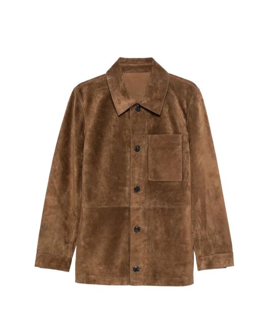 Yves Salomon Brown Buttoned Suede Jacket for men