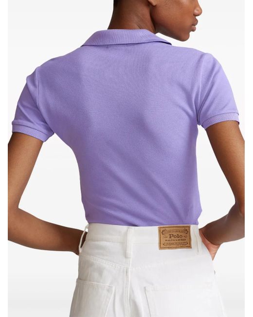 Polo Ralph Lauren Purple Embroidered Cotton Polo Shirt