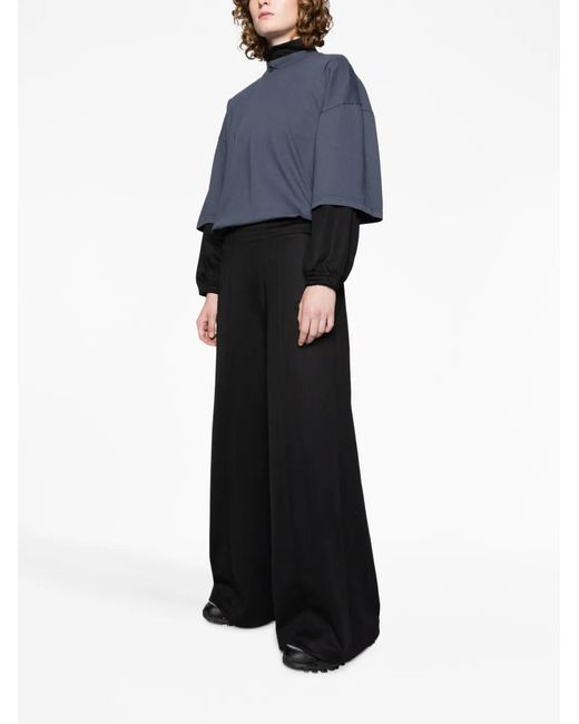 Reebok Black Wide-Leg Cotton-Blend Track Pants
