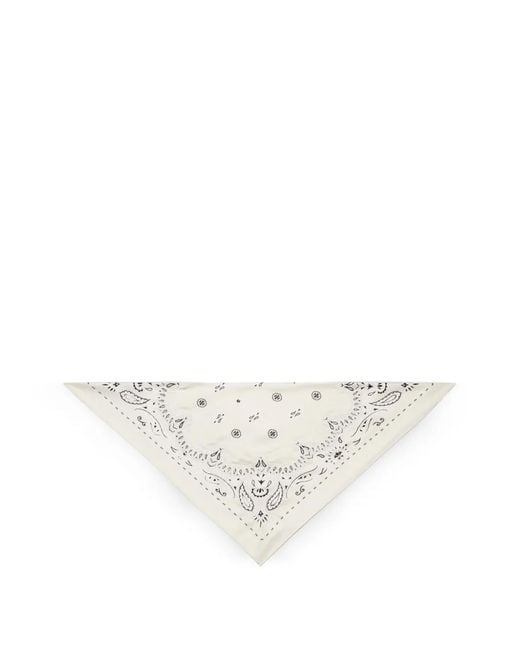 Tory Burch White Beaded Bandana Triangle Scarf