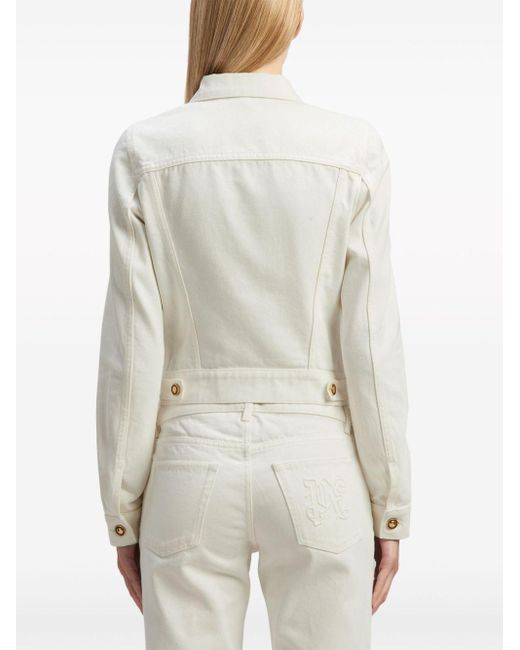 Veste en jean à col italien Palm Angels en coloris White