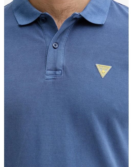 Guess Blue Triangle-Logo Polo Shirt for men