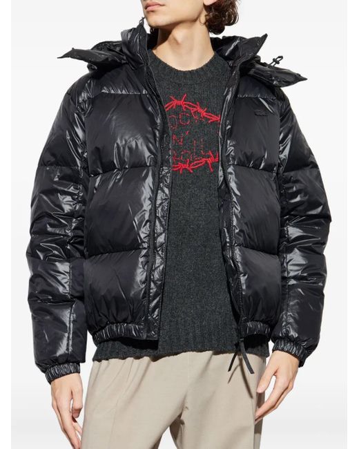 Lacoste Black Hooded Padded Jacket for men
