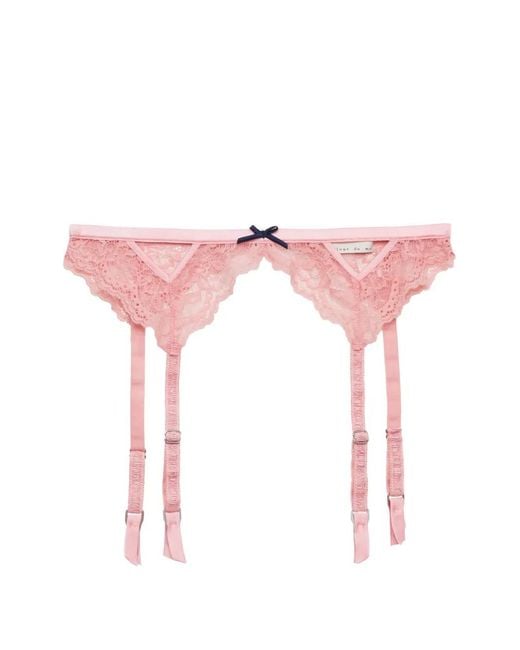 Fleur du Mal Women's Pink Bianca Lace Garter - www.stlouis.ac.tz