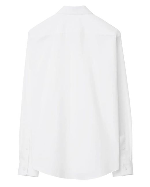 Burberry White Logo-Embroidered Poplin Shirt for men