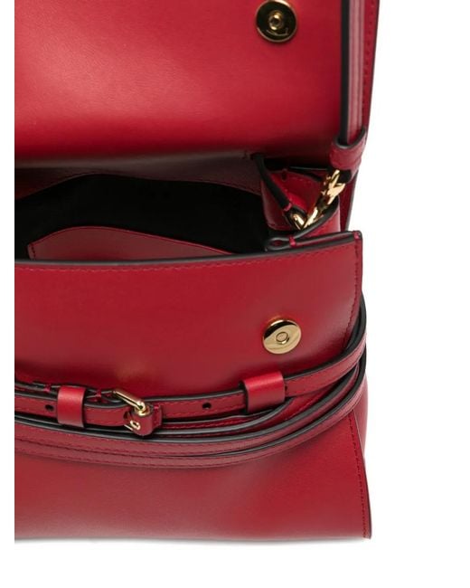 Moschino Red Small Tie Me Leather Bag