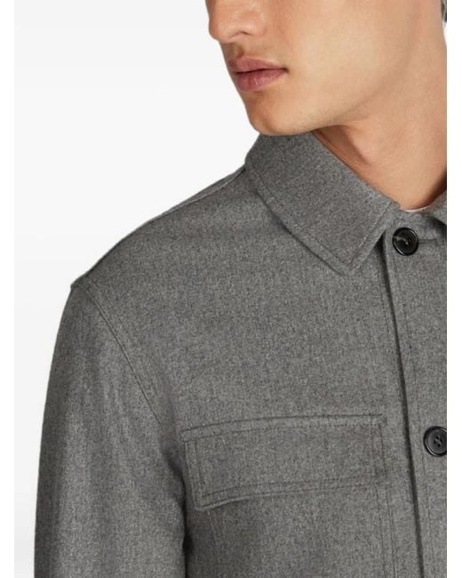 Slowear Gray Flannel-Wool Shirt Jacket for men