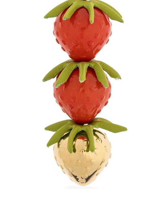 Loewe White Strawberry-Motif Charm