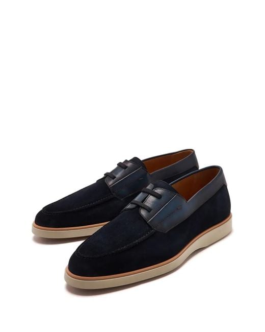 Magnanni Shoes Blue Suede Boat Shoes for men