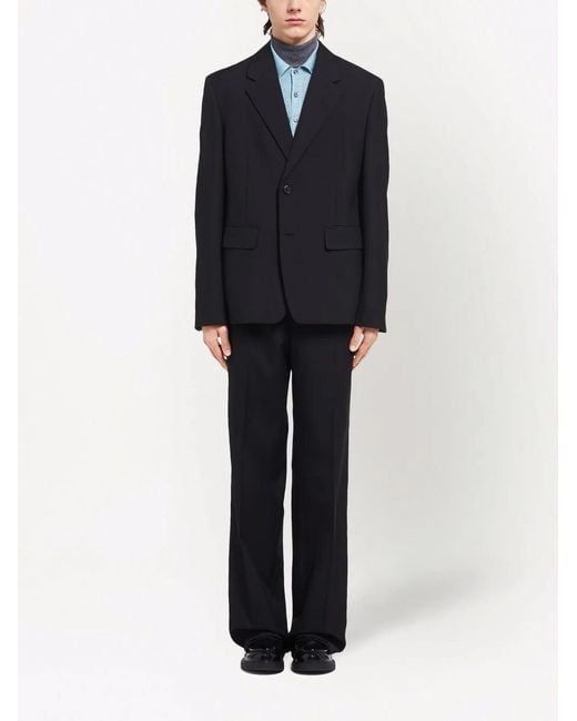 Prada Blue Single-Breasted Blazer for men