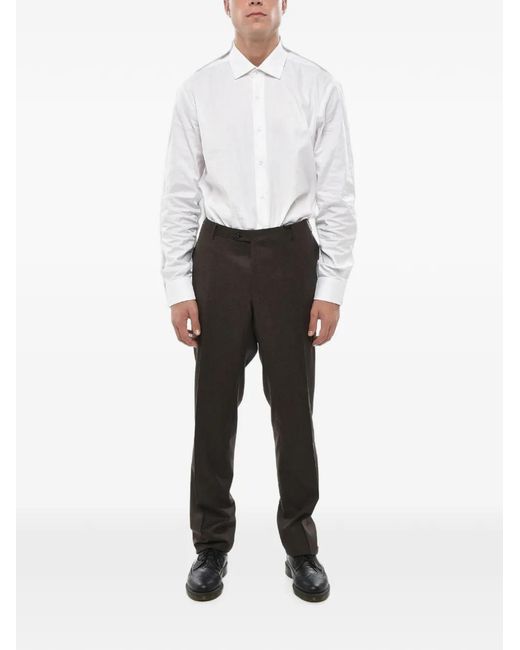 Corneliani Black Scalloped-Hem Virgin-Wool Trousers for men