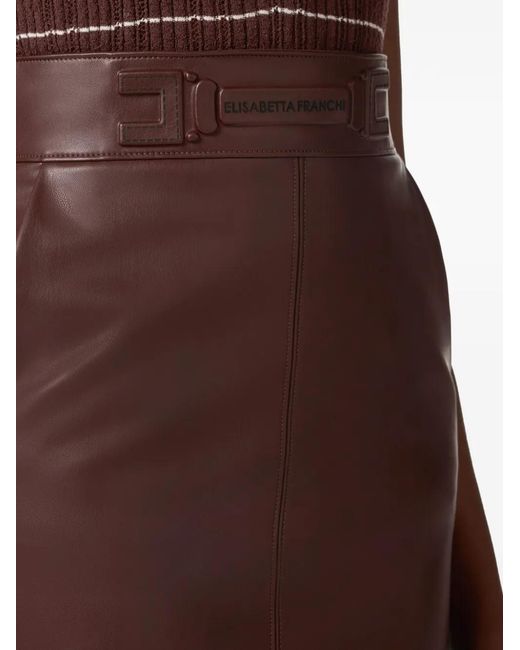 Elisabetta Franchi Purple Logo-Belt Midi Skirt