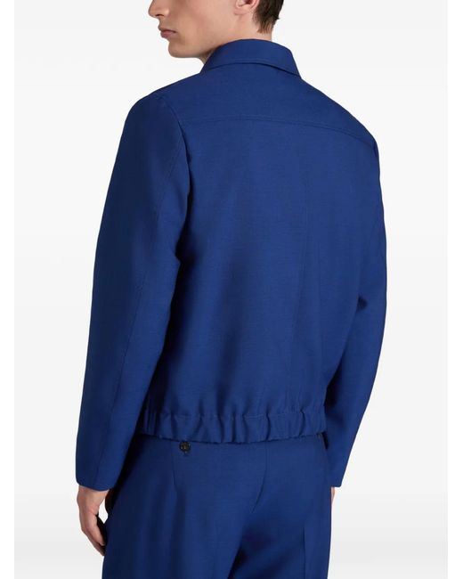 Montedoro Blue Primo Zip-Up Wool Bomber Jacket for men