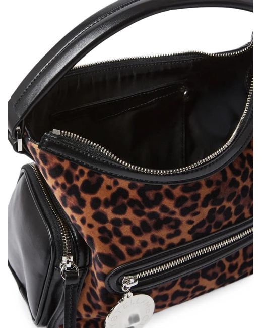Stella McCartney Black Leopard-Print Zipped Shoulder Bag