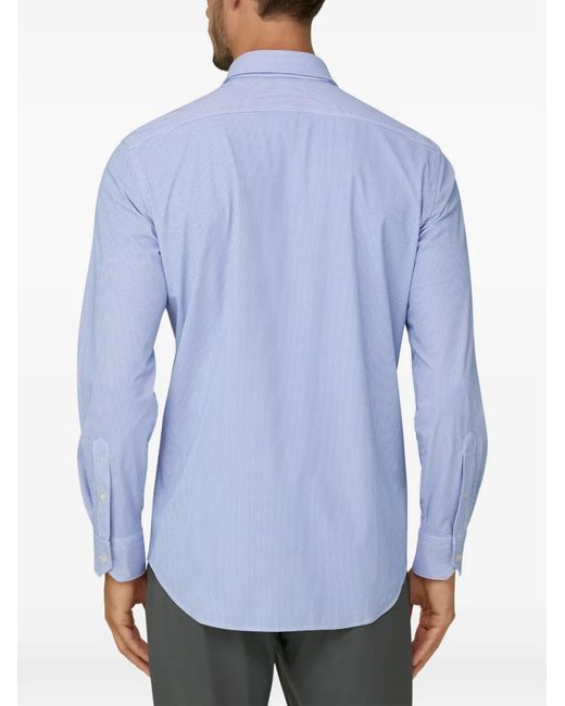 Boggi Blue Shirt Striped Stretch Nylon B Tech Slim Fit for men
