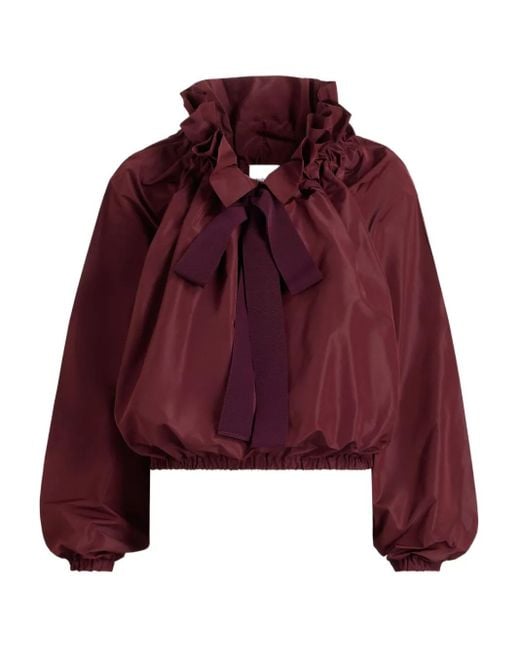 Patou Red Puff-Sleeve Blouse