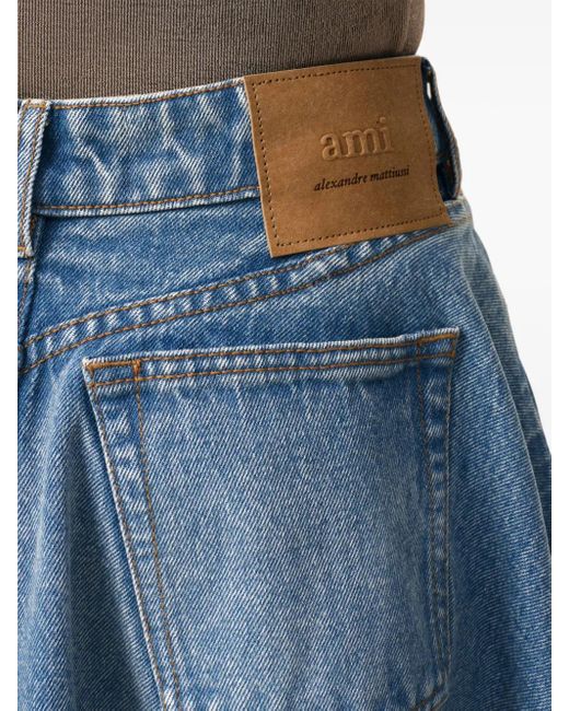 Jupe Mi-Longue À Détail De Godets AMI en coloris Blue