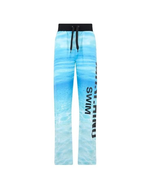 Moschino Blue Logo-Print Track Pants