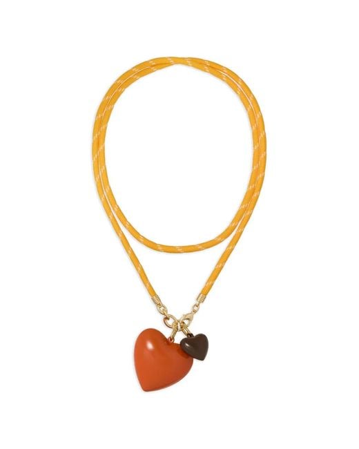 Roxanne Assoulin Yellow Happy Cord Double-Heart Pendant Necklace