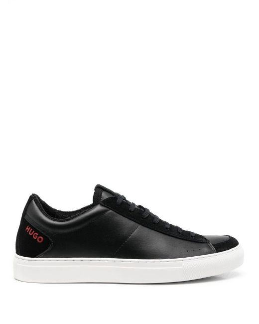 BOSS by HUGO BOSS Leather Side Logoprint Lowtop Sneakers in Black for