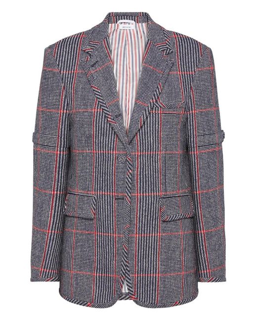 Thom Browne Gray Hunting Tweed Armband Checked Blazer