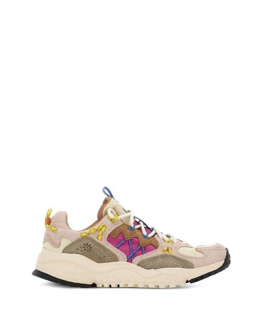 Flower Mountain Pink Yamabushi Suede-Inserts Sneakers