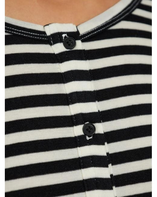 Munthe Gestreept T-Shirt Met Knopen En Lange Mouwen in het Black