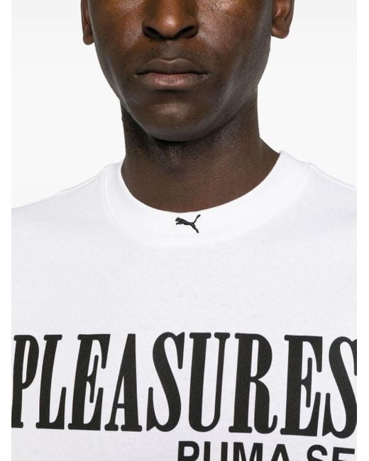 PUMA White X Pleasures Typo Cotton T-shirt for men