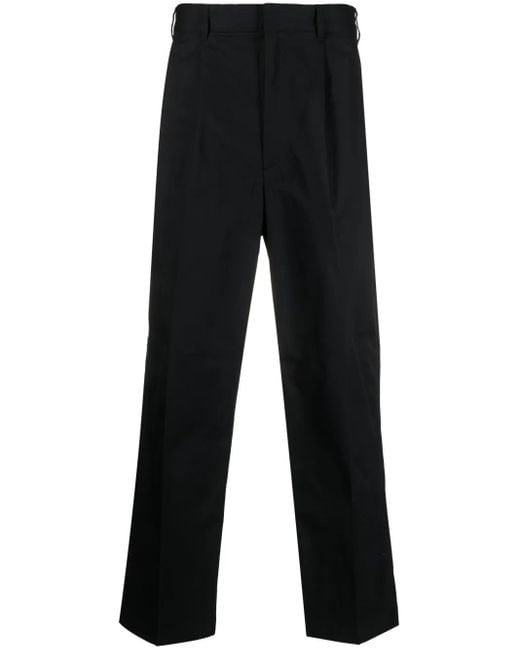 Emporio Armani Black Pleat-Detail Straight-Leg Trousers for men
