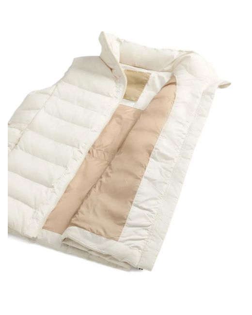 Woolrich White Gefütterte Weste mit Stehkragen