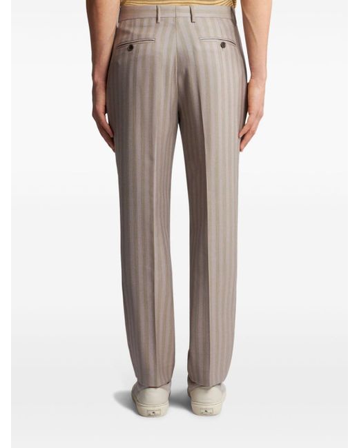 Etro Gray Striped Tailored Trousers for men