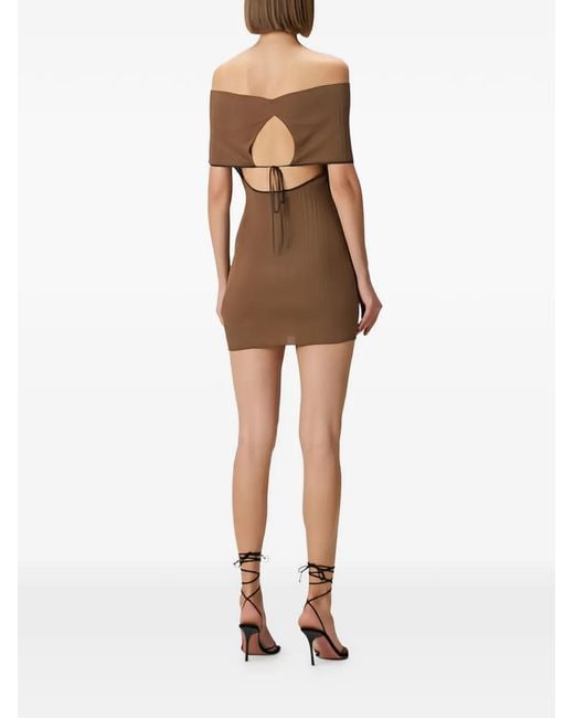 AYA MUSE Natural Robe Courte En Maille À Design Côtelé
