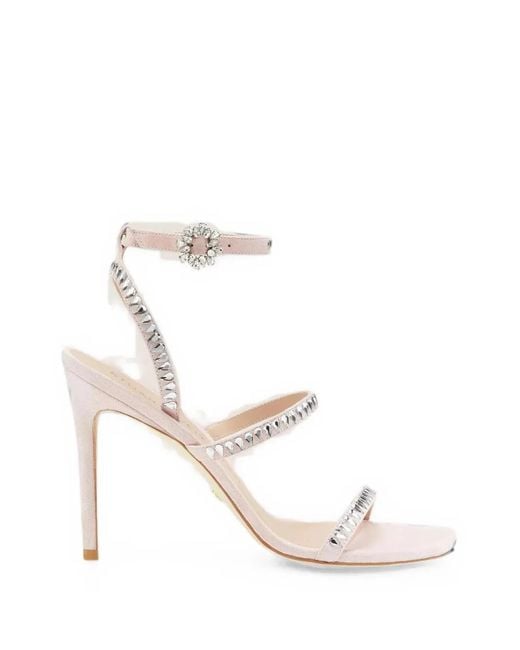 Stuart Weitzman White Gemcut Crystal-Embellished Suede Heeled Sandals