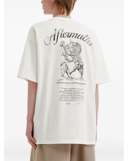 AFTERMATHS White Graphic-Print T-Shirt for men