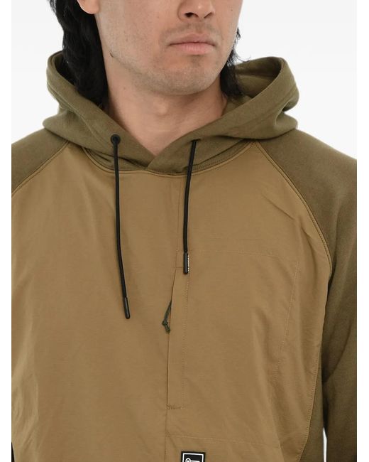 Woolrich Green Logo-Patch Panelled Hoodie for men